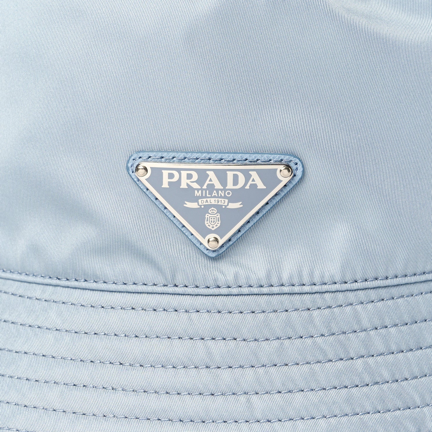 Prada Re-Nylon Metal Triangle Logo Womens Bucket Hat M Fiordaliso 4 of 9