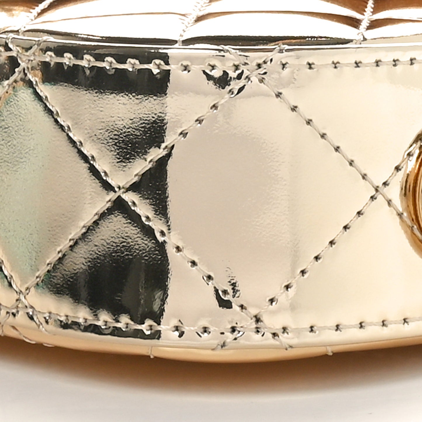 Mirror Calfskin Metallic Calfskin Quilted Hollywood Boulevard Mini Flap With Star Coin Purse Gold