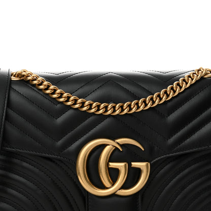 Gucci Calfskin Matelasse Medium GG Marmont Shoulder Bag Black 8 of 11