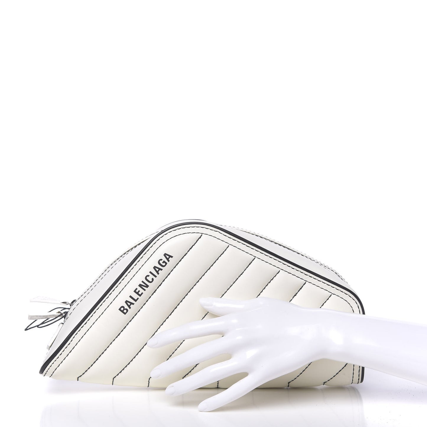 Calfskin Quilted Car Clutch S White