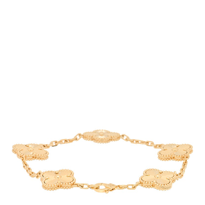 Van Cleef & Arpels 18K Yellow Gold 5 Motifs Guilloche Vintage Alhambra Bracelet 2 of 3