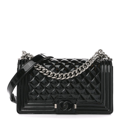 Chanel Patent Calfskin Quilted Medium Plexiglass Boy Flap Black 1 of 10