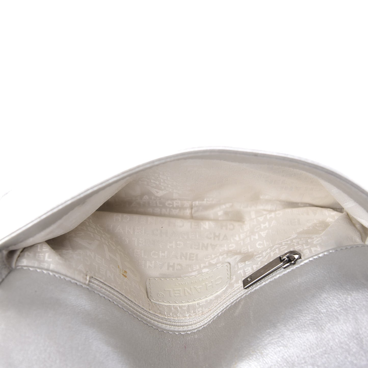 Metallic Lambskin Camellia Single Flap Silver