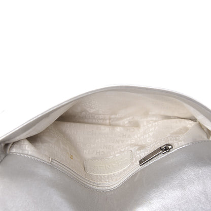 Chanel Metallic Lambskin Camellia Single Flap Silver 5 of 11