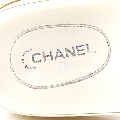Chanel Lambskin Cha-Nel Mule Sandals 38.5 Ivory Multicolor 7 of 8