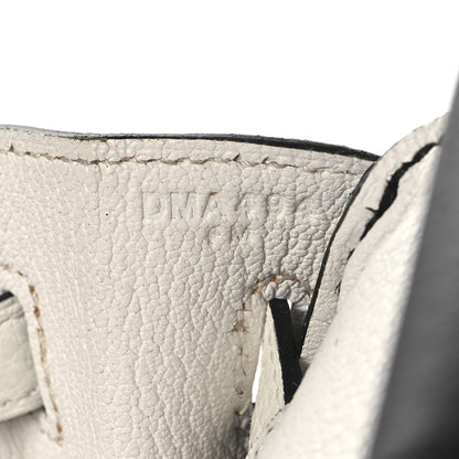 Hermes Togo Horseshoe Birkin 25 Black Craie 7 of 16