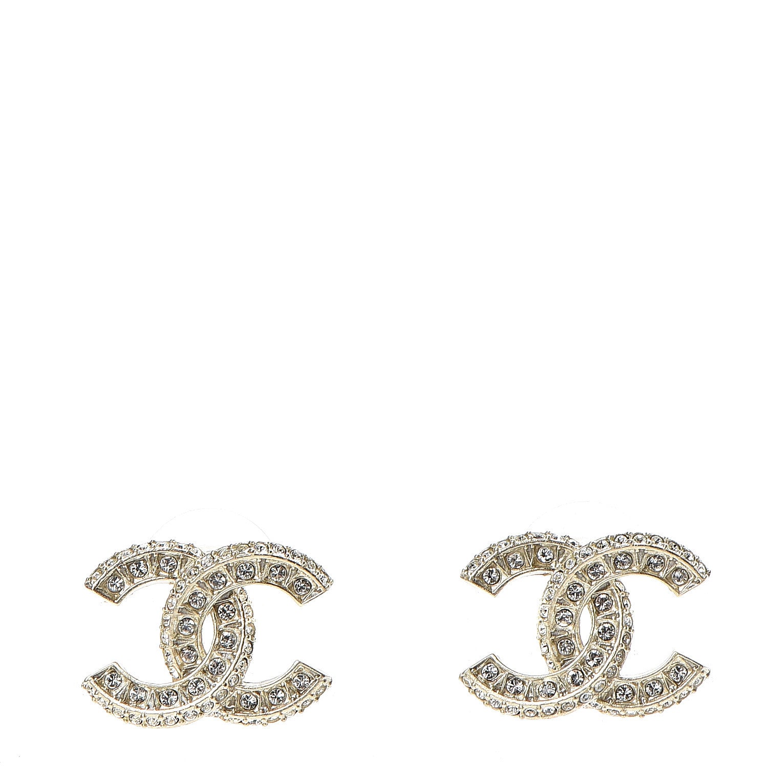 Chanel Crystal CC Earrings Gold 1 of 5