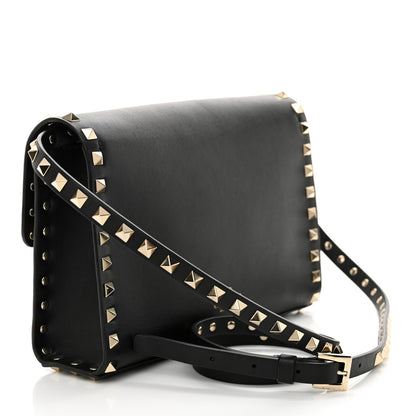 Valentino Garavani Vitello Medium Rockstud Flip Lock Crossbody Bag Black 3 of 9