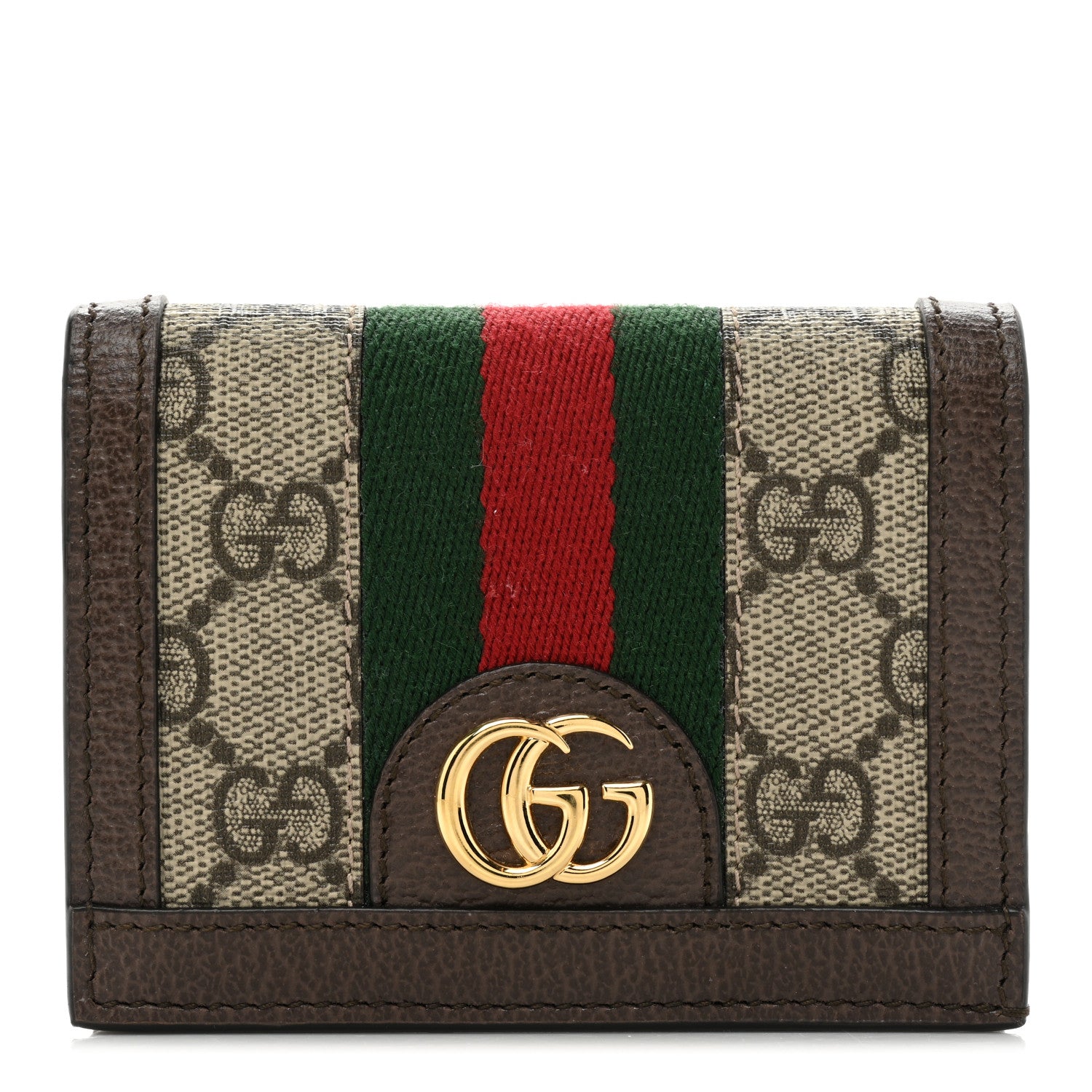 Gucci GG Supreme Monogram Web Ophidia Card Case Beige New Acero 1 of 15