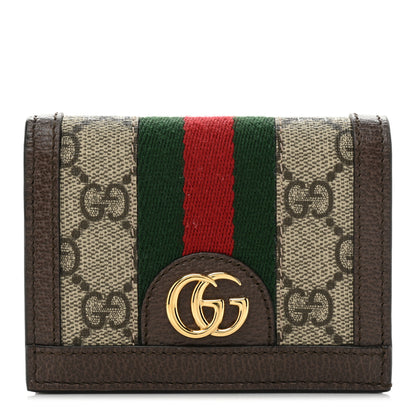 Gucci GG Supreme Monogram Web Ophidia Card Case Beige New Acero 1 of 15