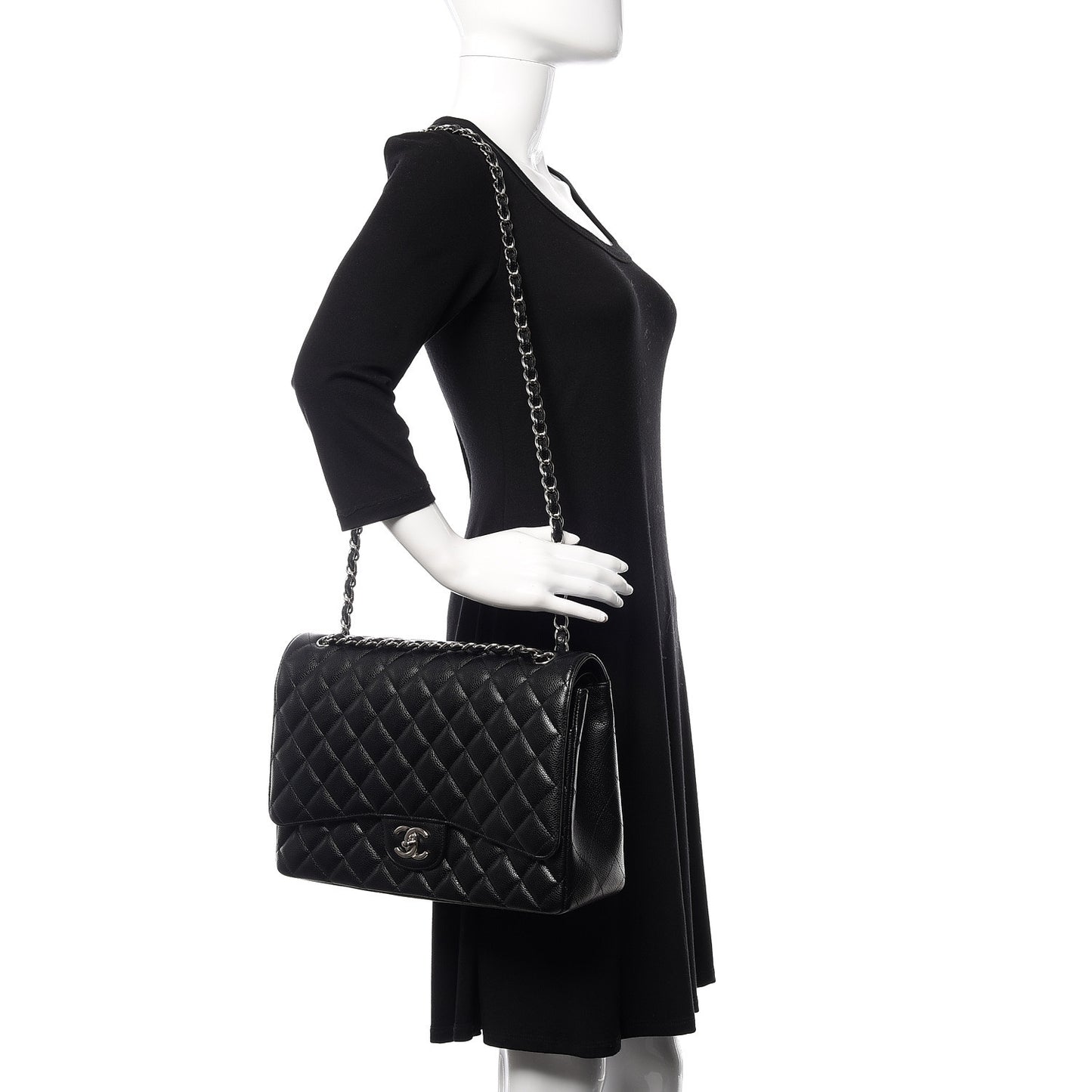 Caviar Quilted Maxi Double Flap Black