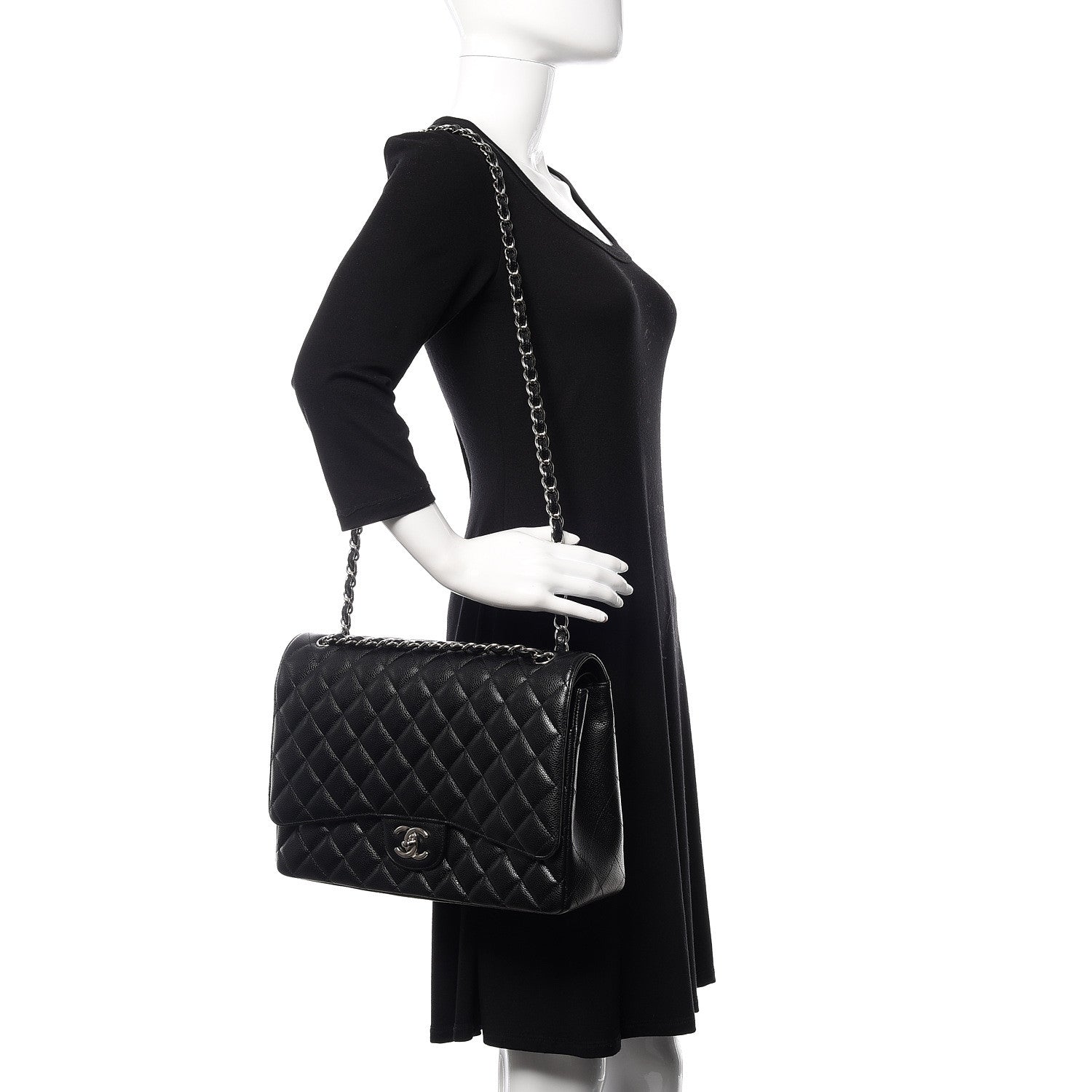 Chanel Caviar Quilted Maxi Double Flap Black 2 of 12