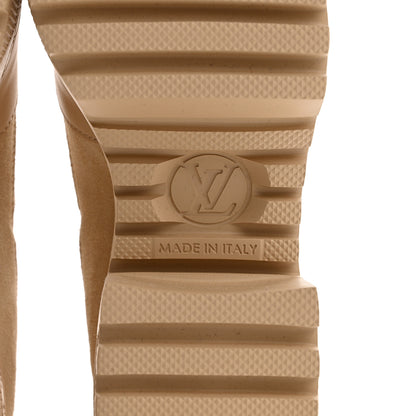 Louis Vuitton Suede Calfskin Embossed Monogram Laureate Platform Desert Boots 37 Beige 7 of 11