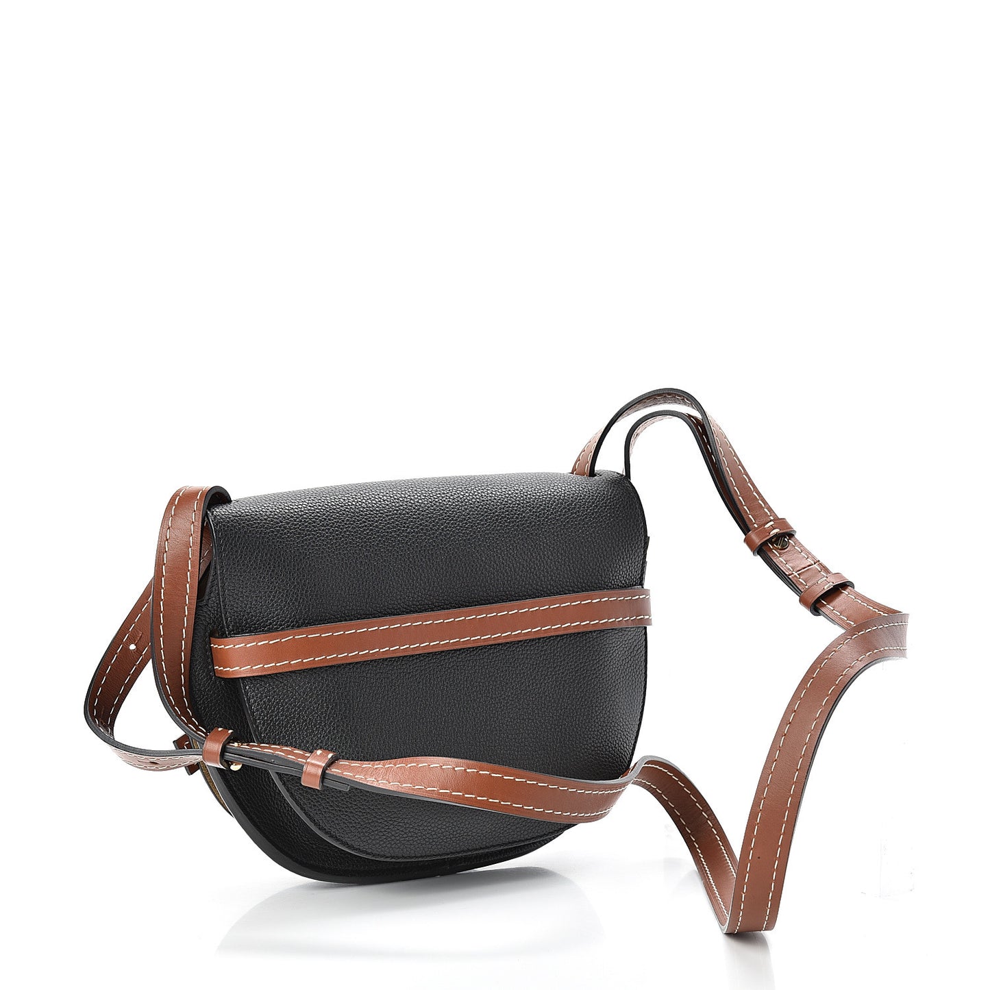 Grained Calfskin Small Gate Crossbody Bag Pecan Black