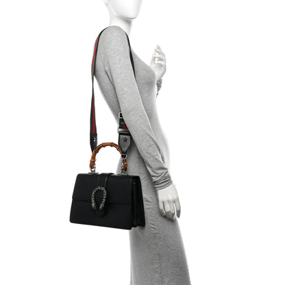Gucci Dollar Calfskin Crystal Web Medium Dionysus Bamboo Top Handle Bag Black Black Diamond 2 of 10