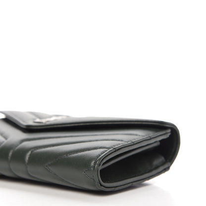 Saint Laurent Lambskin Y Quilted Monogram Large Loulou Flap Wallet Olive 7 of 10