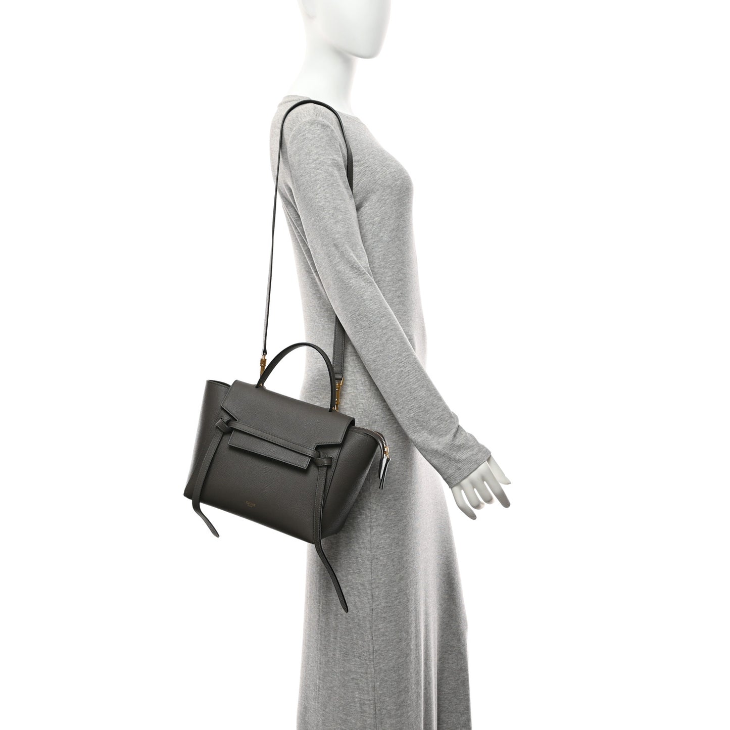 Baby Grained Calfskin Micro Belt Bag Grey