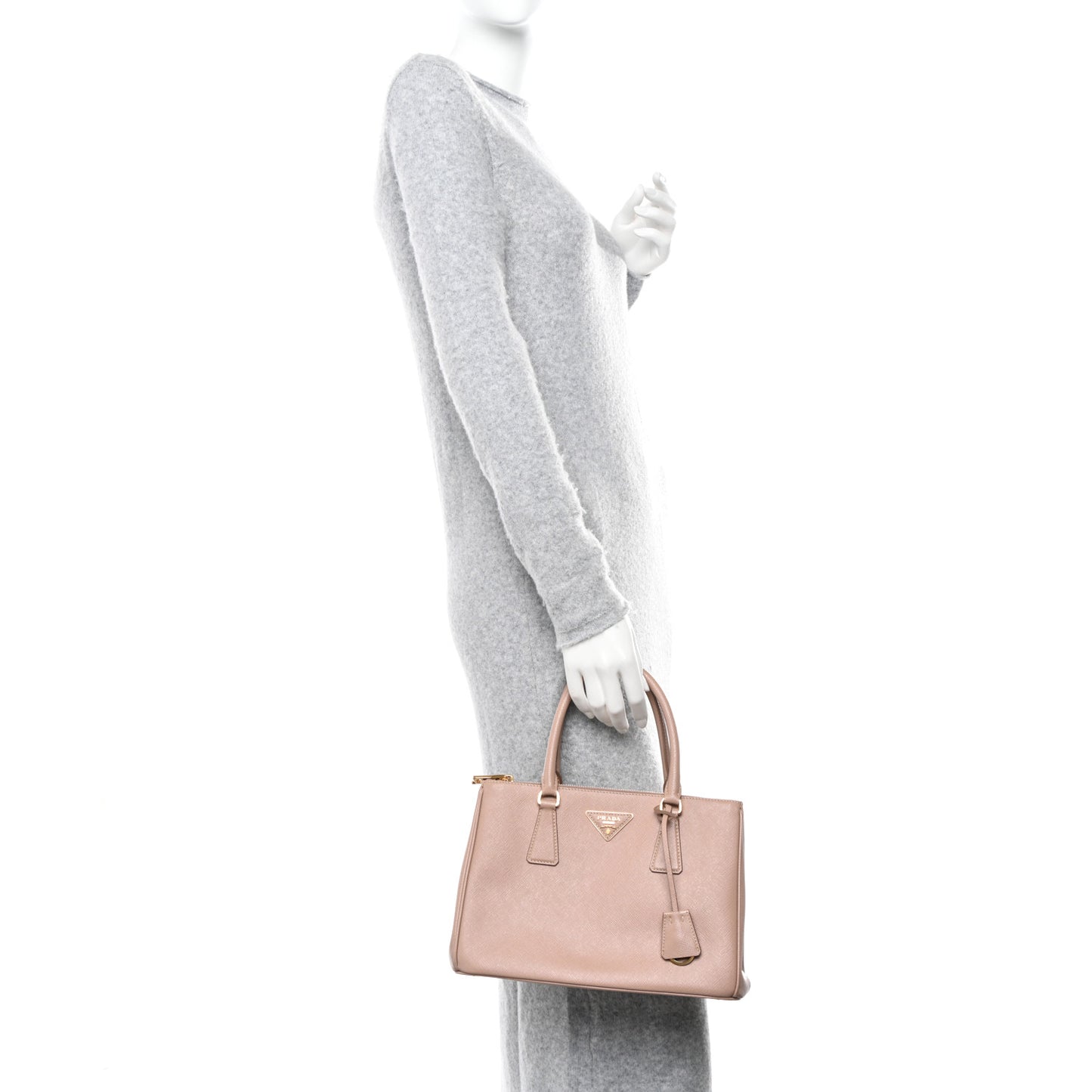 Saffiano Lux Small Galleria Double Zip Tote Cipria