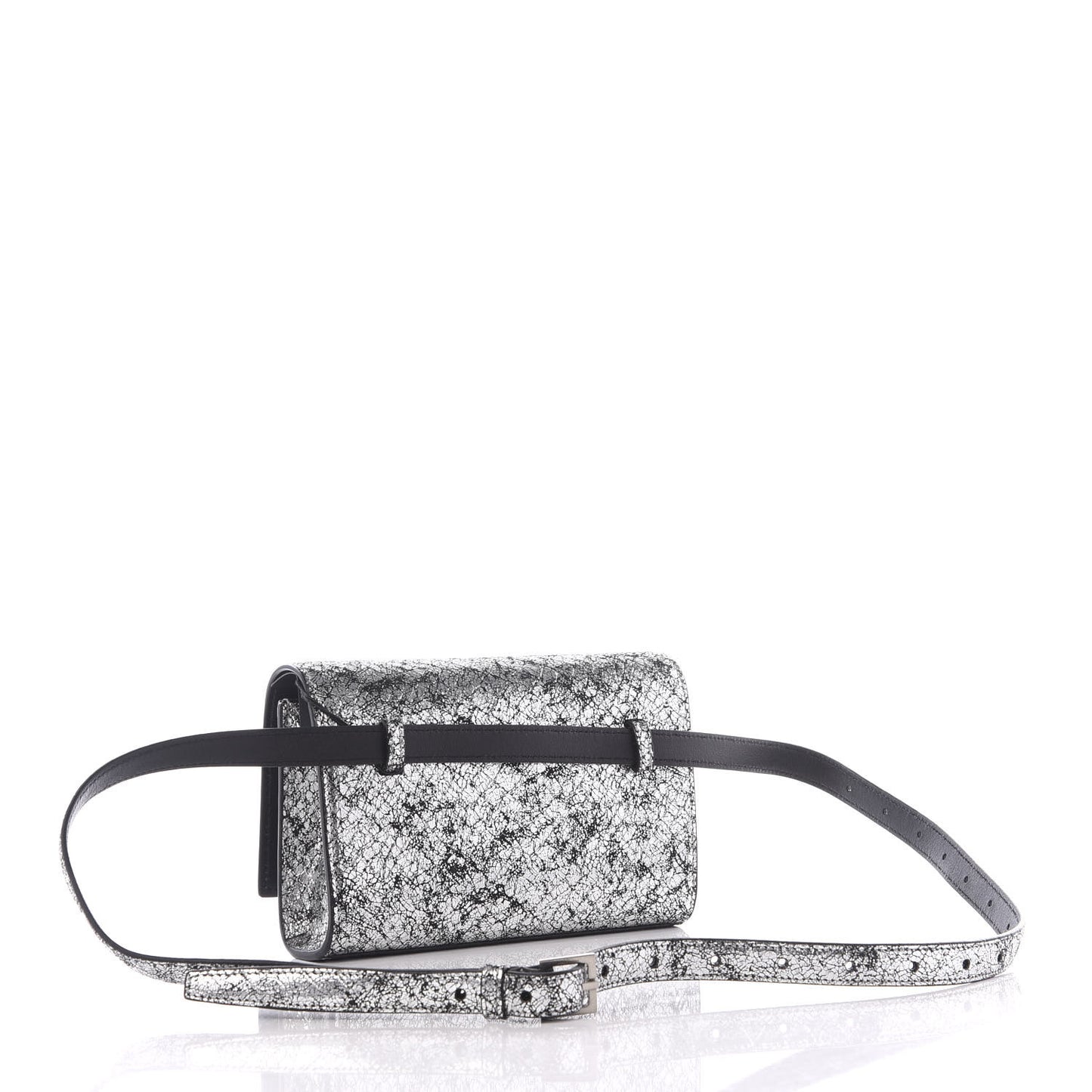 Metallic Calfskin Monogram Kate Belt Bag Silver