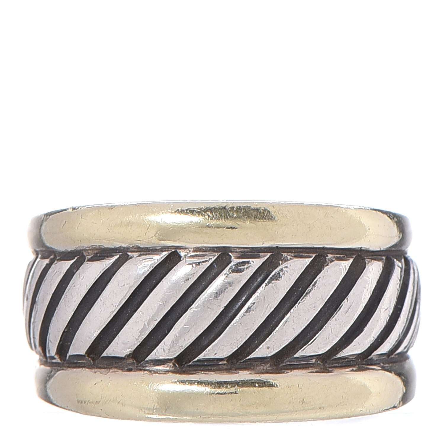 David Yurman Sterling Silver 14K Gold 12mm Thoroughbred Ring 53.5 6.5 1 of 5