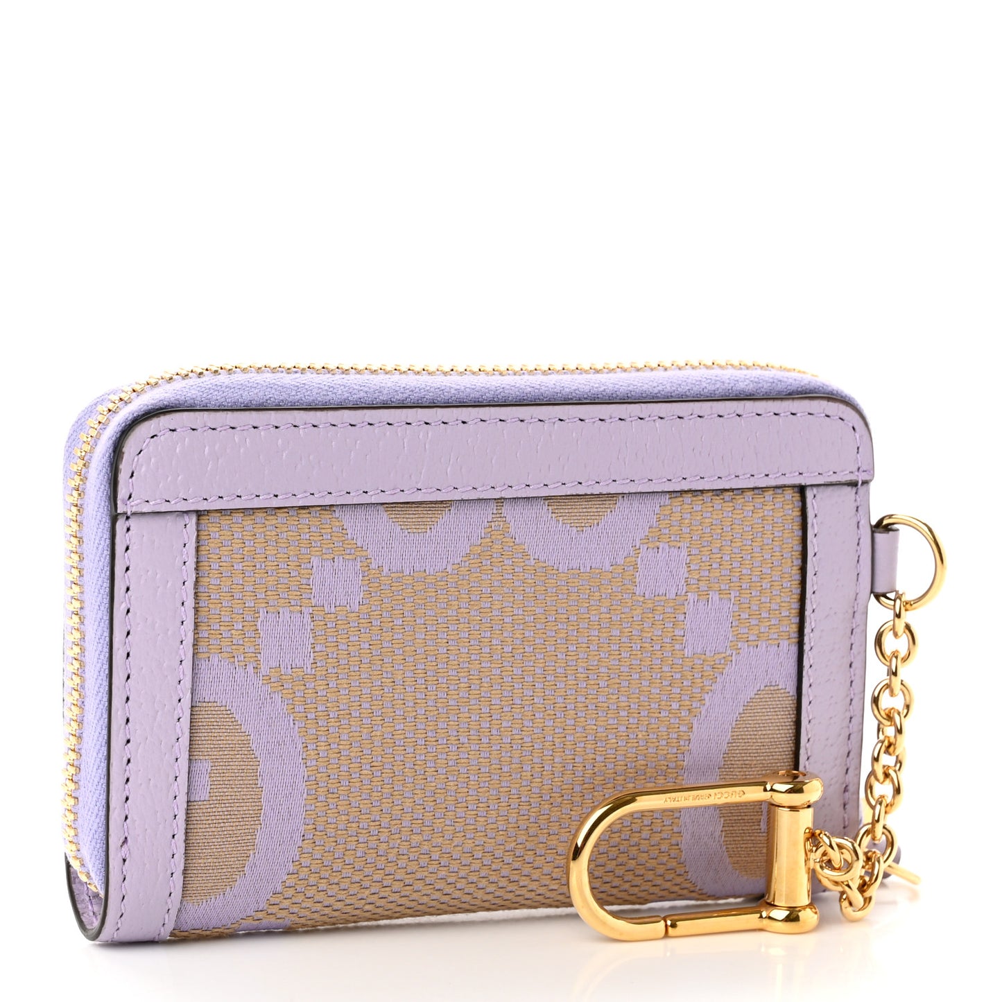 Monogram Jumbo GG Textured Dollar Calfskin Ophidia Key Card Case Beige Lapis