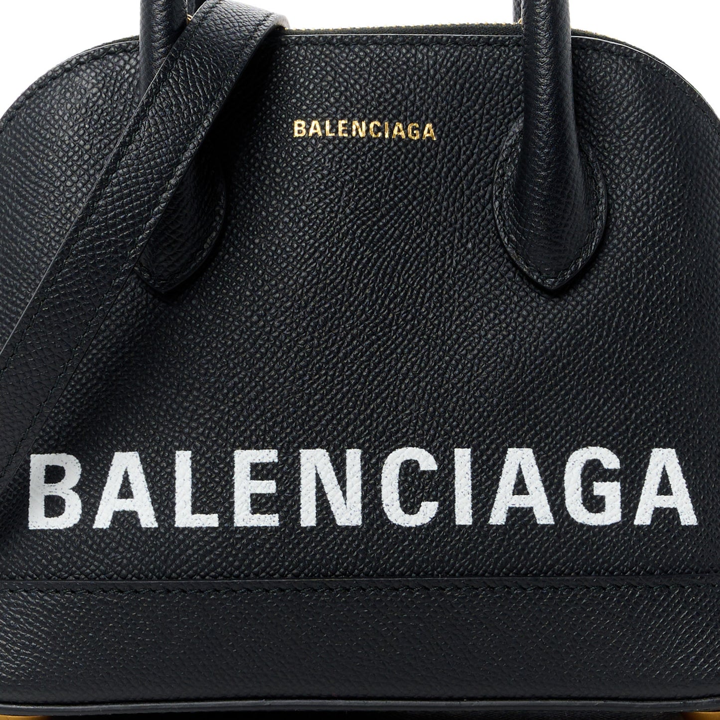 Signature Grained Calfskin XXS Ville Top Handle Bag Black White