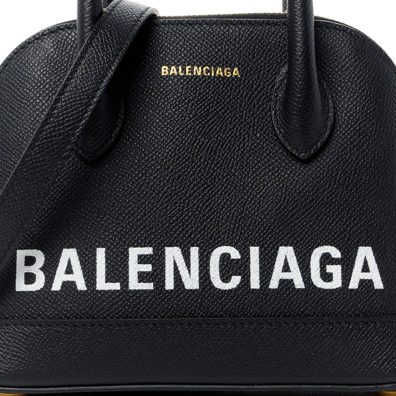Balenciaga Signature Grained Calfskin XXS Ville Top Handle Bag Black White 8 of 10