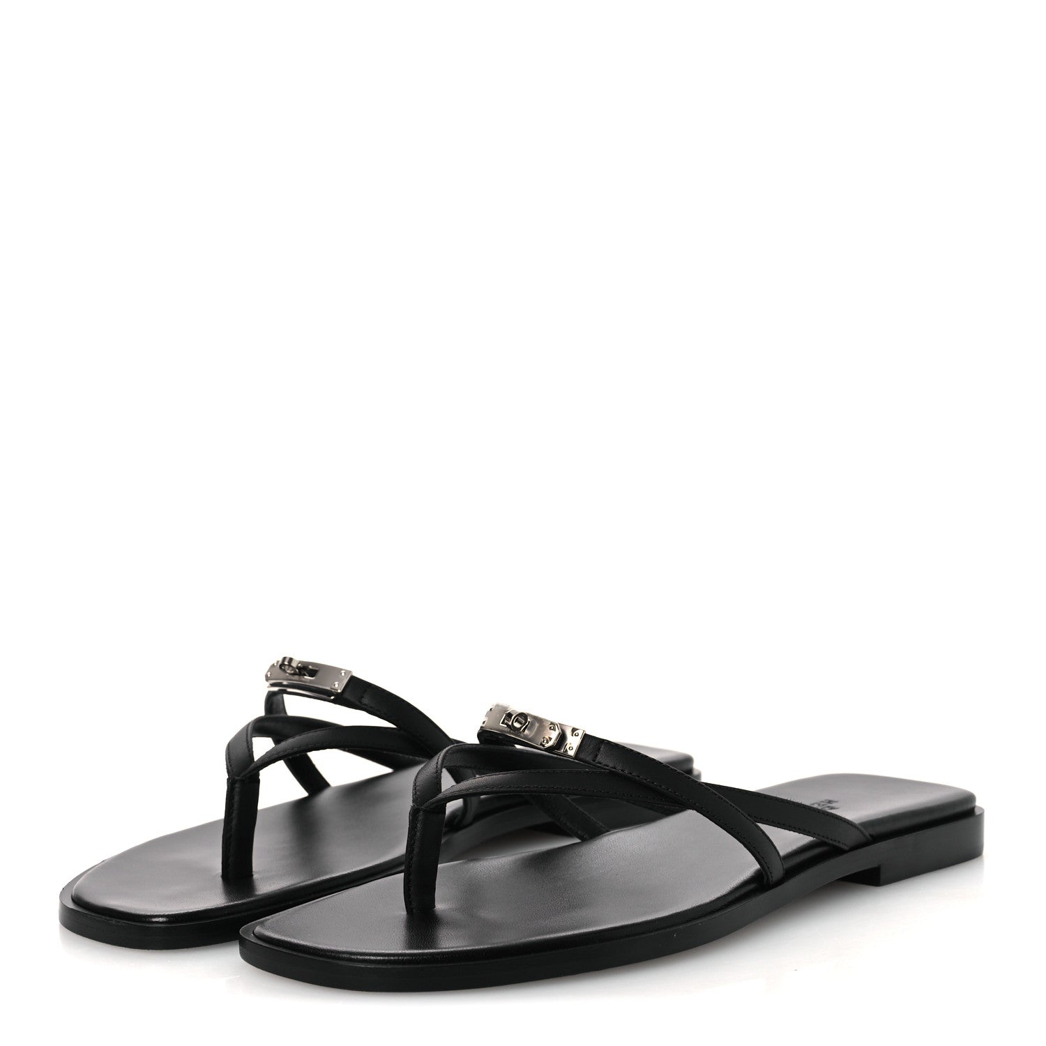 Hermes Calfskin Miss Sandals 37 Black 4 of 11