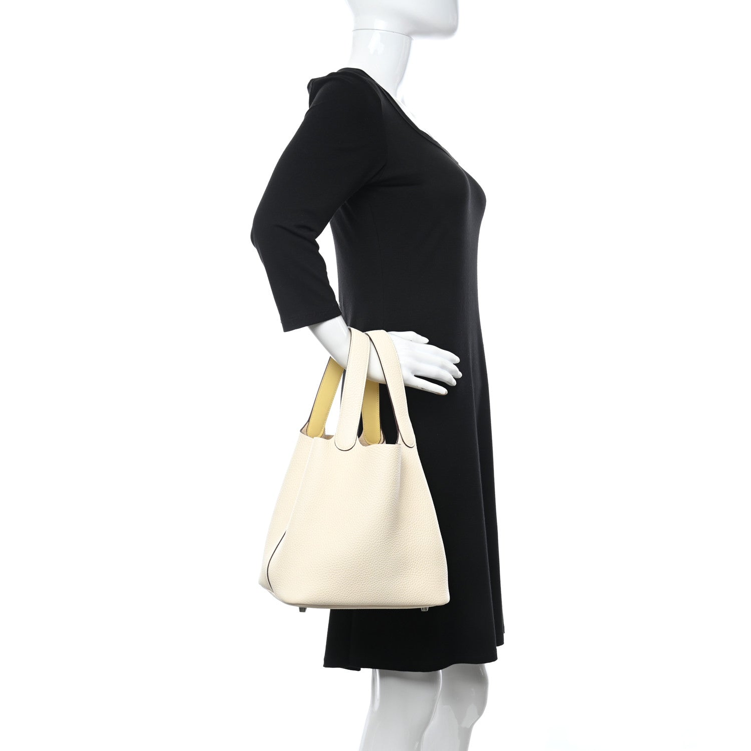 Hermes Taurillon Clemence Swift Eclat Picotin Lock 22 MM Nata Jaune Poussin 2 of 10