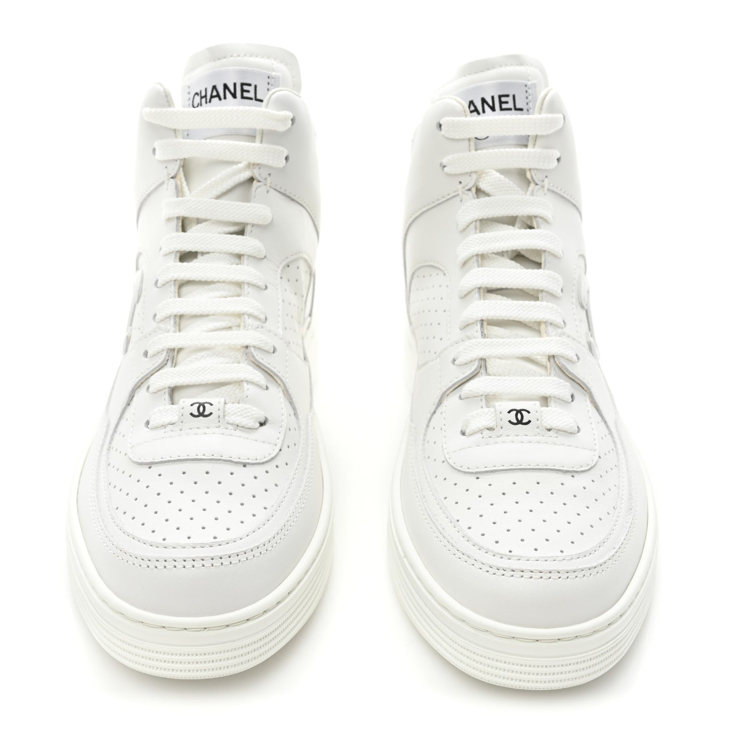 Calfskin CC High Top Sneaker 38 White