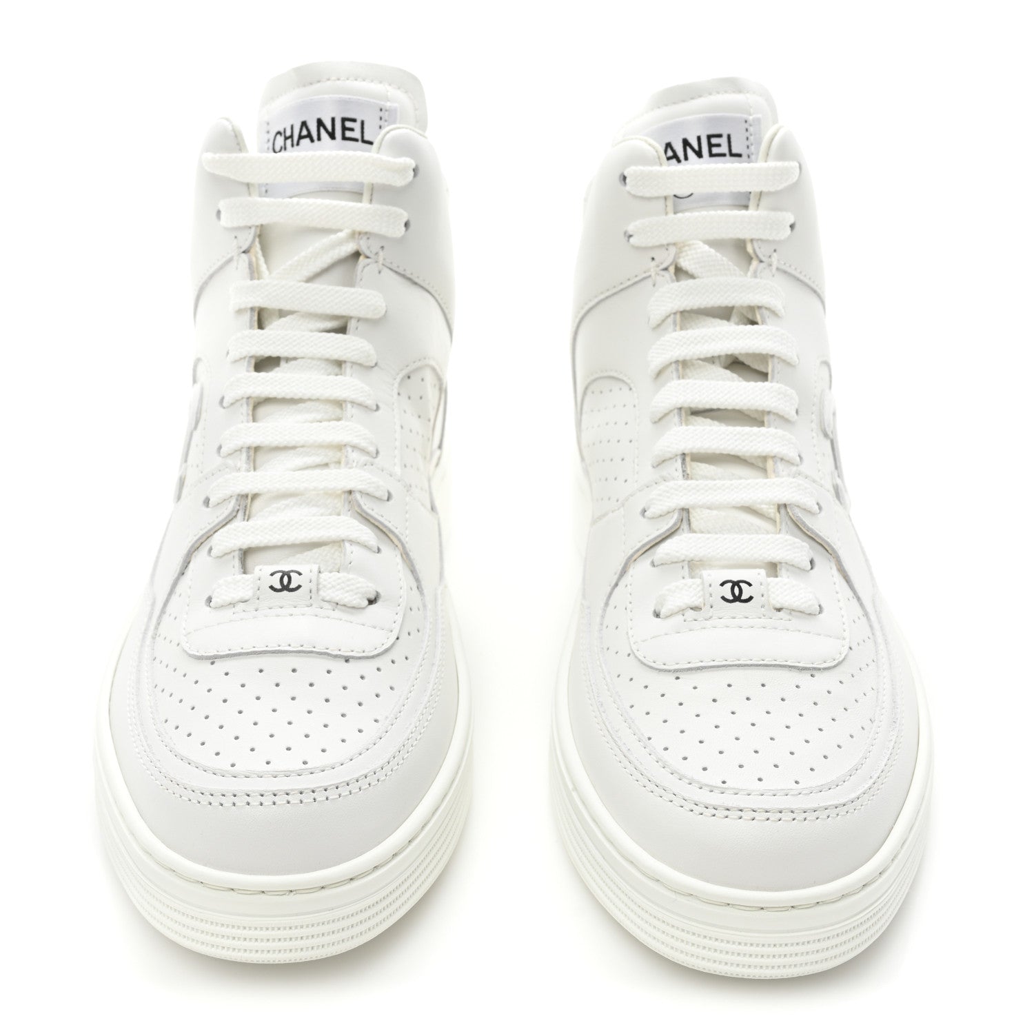 Chanel Calfskin CC High Top Sneaker 38 White 2 of 9