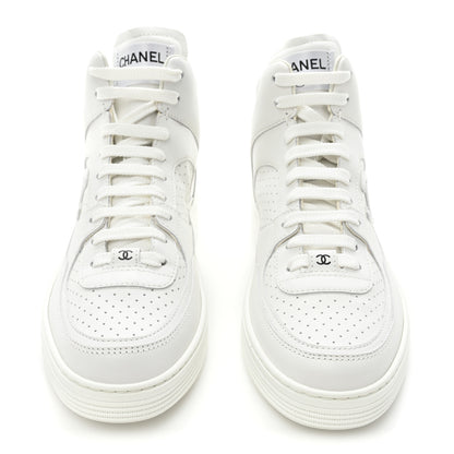 Chanel Calfskin CC High Top Sneaker 38 White 2 of 9