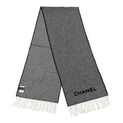 Chanel Cashmere CC Fringe Scarf Grey 1 of 5