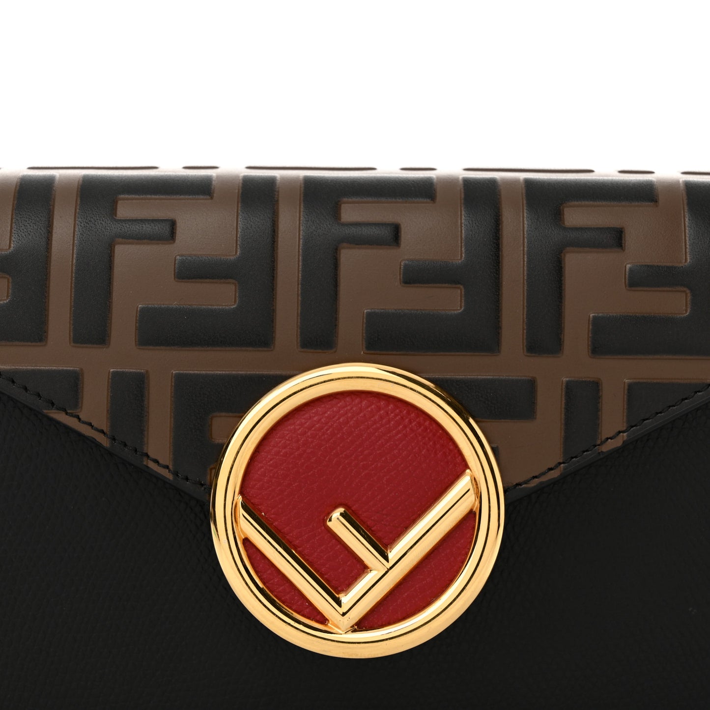 Vitello Liberty F is Fendi Bi-Color FF 1974 Embossed Envelope Belt Bag Maya Black
