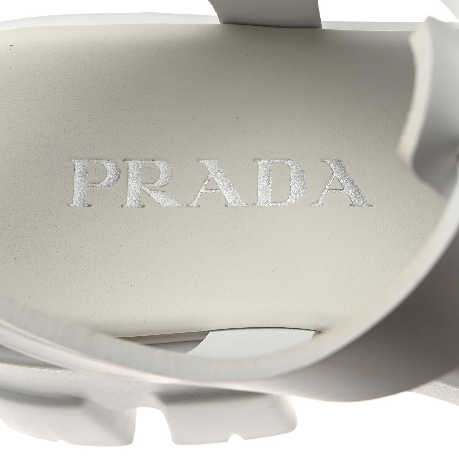 Prada Foam Rubber Metal Triangle Logo Monolith 55mm Cage Sandals 39 White 6 of 9