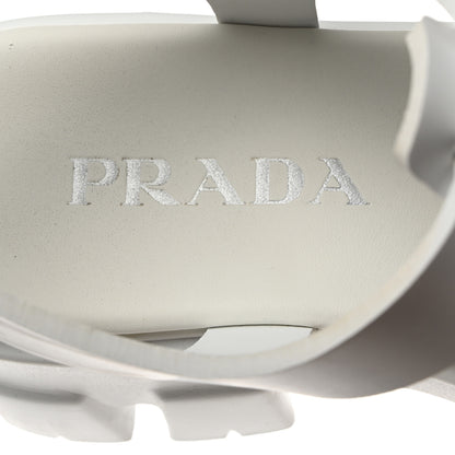 Prada Foam Rubber Metal Triangle Logo Monolith 55mm Cage Sandals 39 White 6 of 9