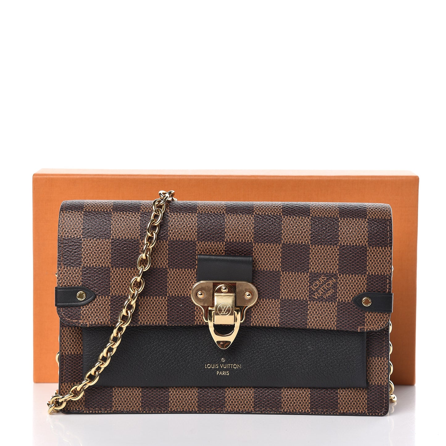 Damier Ebene Vavin Chain Wallet Black