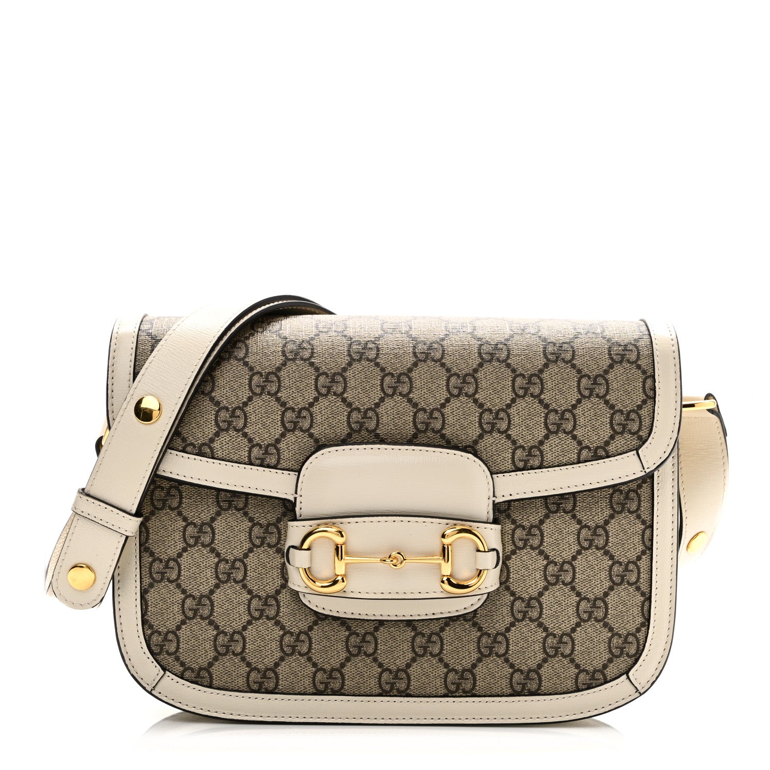 Gucci GG Supreme Monogram Horsebit 1955 Shoulder Bag Beige Mystic White 1 of 10