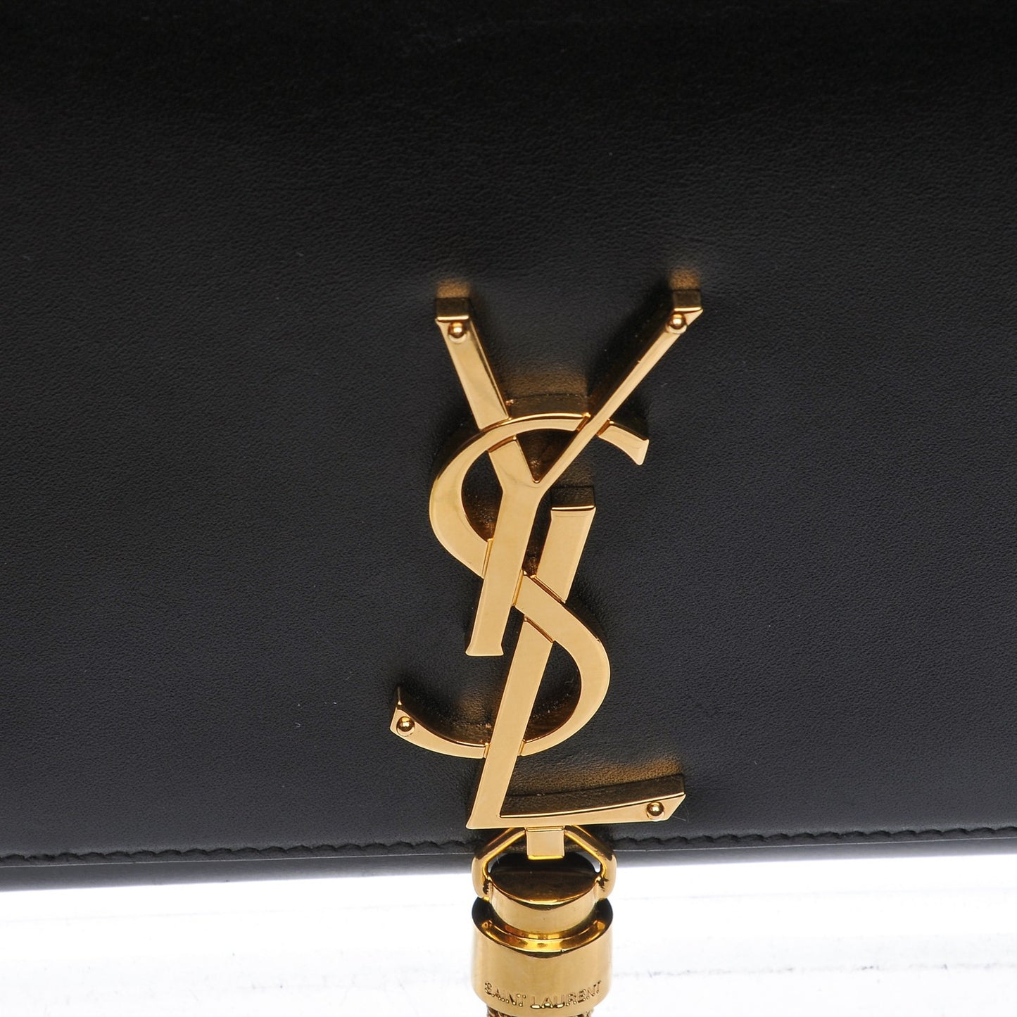 Smooth Calfskin Medium Classic Monogram Kate Tassel Satchel Black