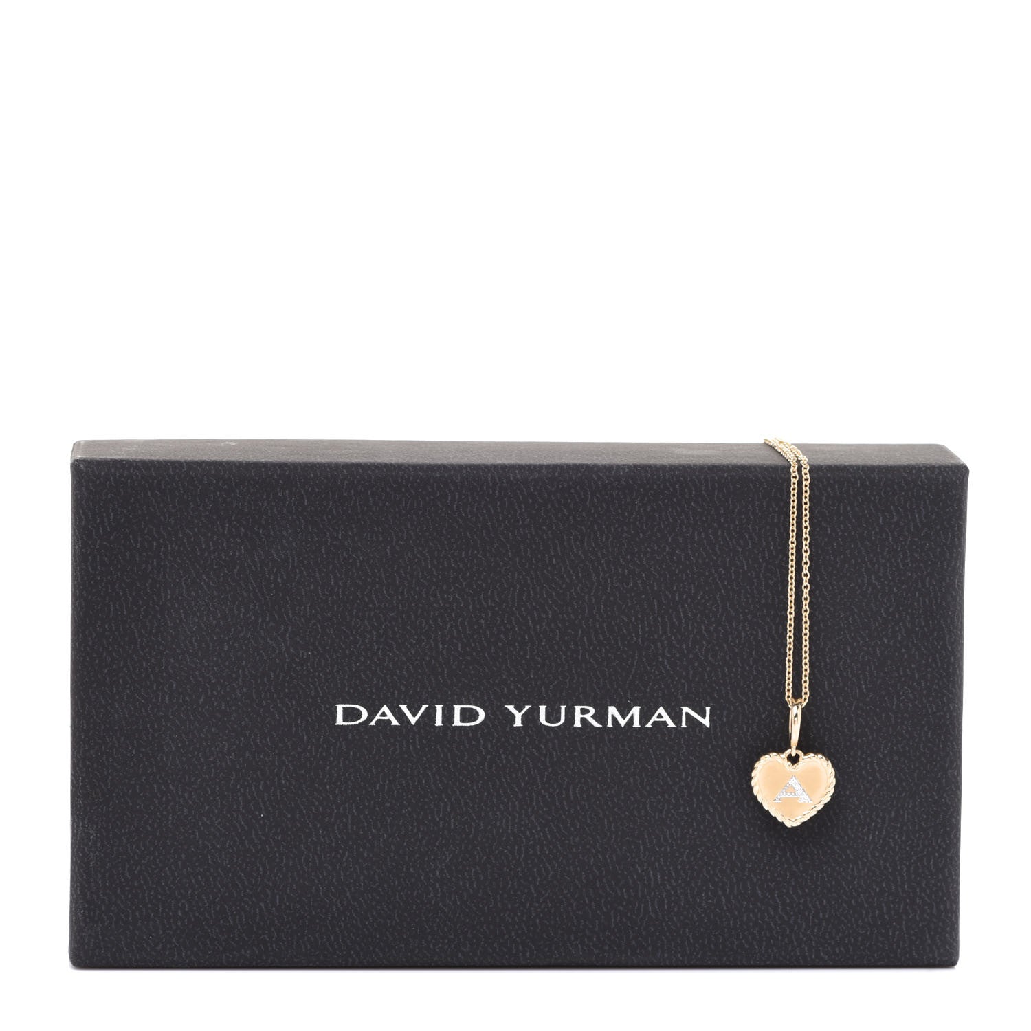 David Yurman 18K Yellow Gold Diamond Heart Initial A Charm Necklace 7 of 7