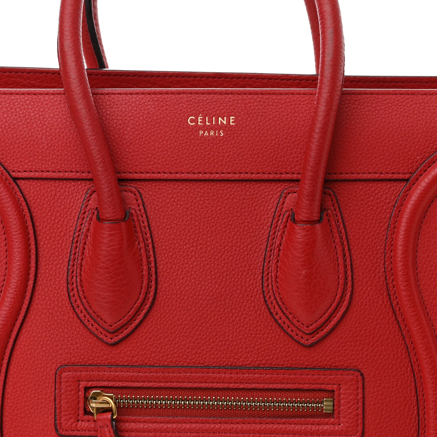 Celine Drummed Calfskin Micro Luggage Red 8 of 15