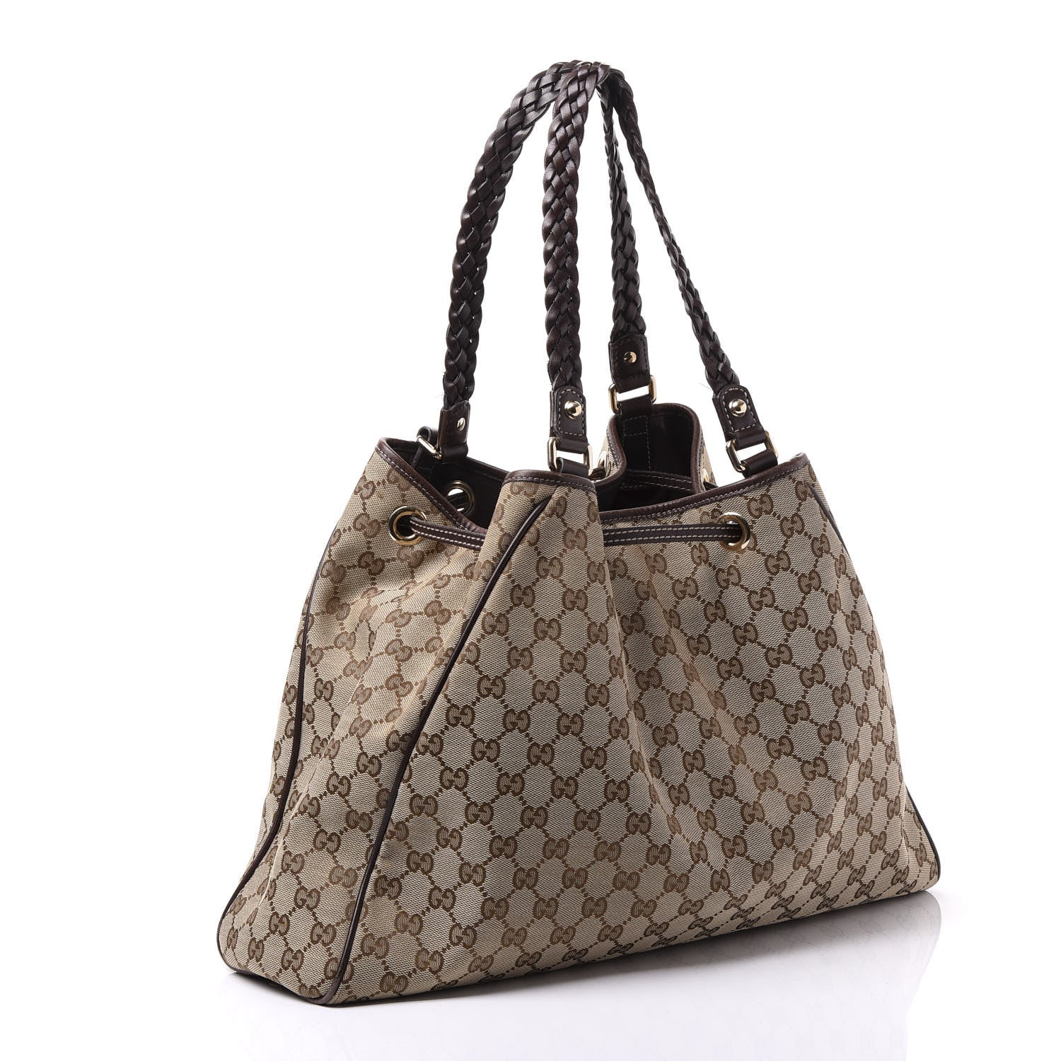 Gucci Monogram Peggy Braided Tote Dark Brown 2 of 9