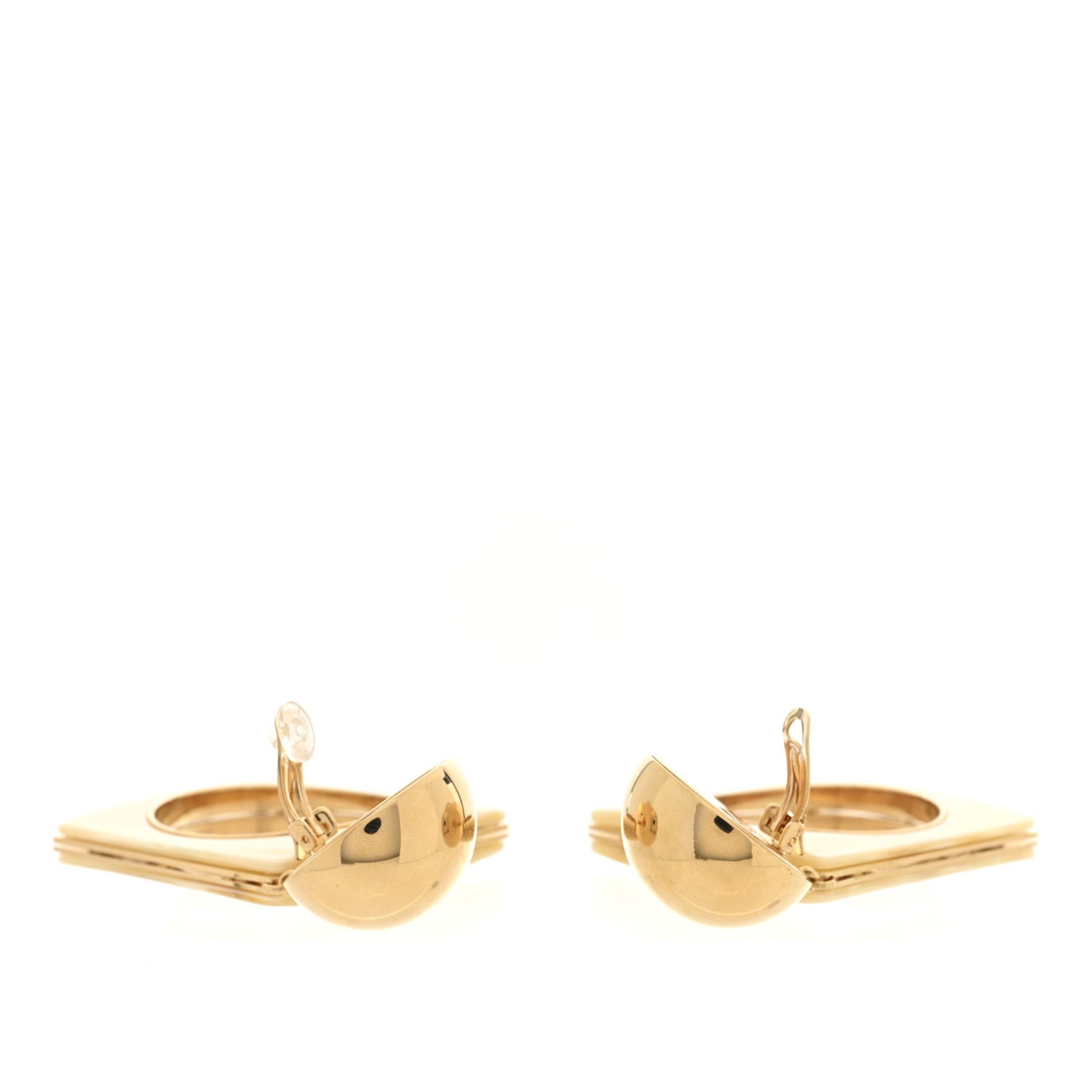 Metal Resin Square Geometric Clip On Earrings Creme Dor