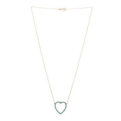 Jennifer Meyer 18K Yellow Gold Turquoise Open Heart Pendant Necklace 3 of 4