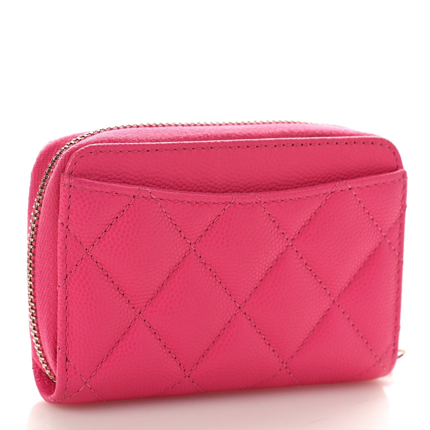 Chanel Caviar Quilted Zip Coin Purse Pink 3 of 9
