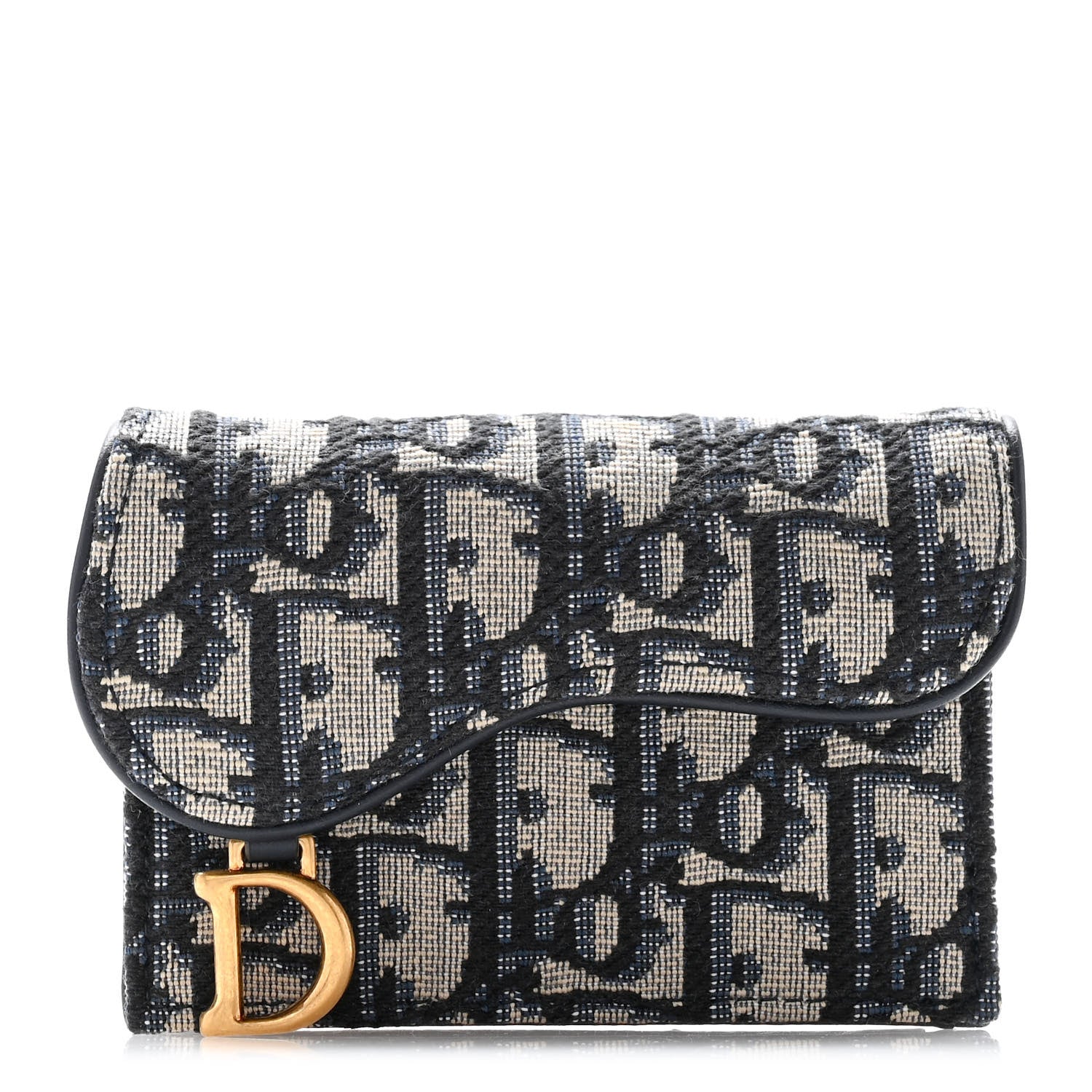 Christian Dior Oblique Saddle Card Holder Blue 1 of 10