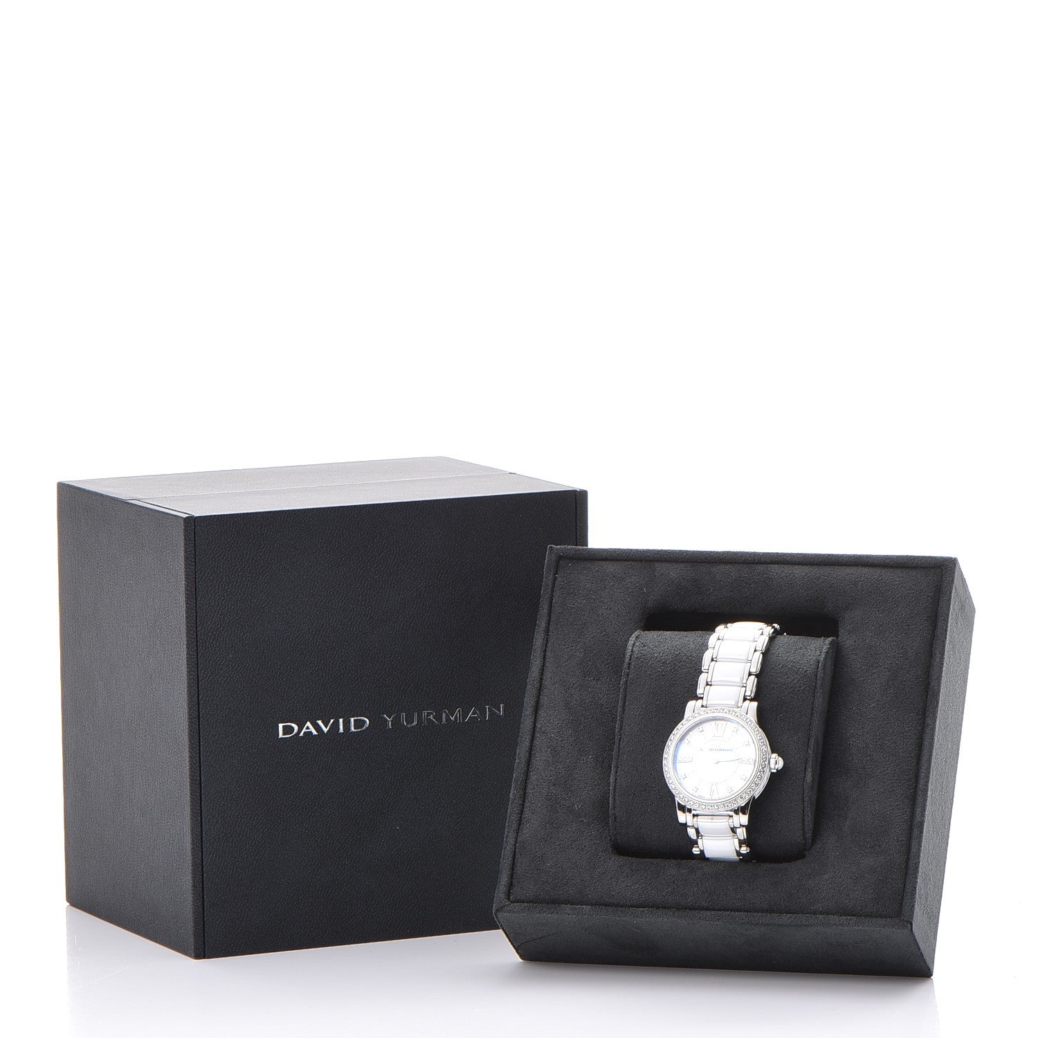 David Yurman Stainless Steel Ceramic Diamond 30mm Classic Quartz Watch White 9 of 9