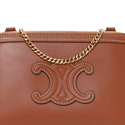 Celine Smooth Calfskin Cuir Triomphe Clutch on Chain Tan 5 of 8
