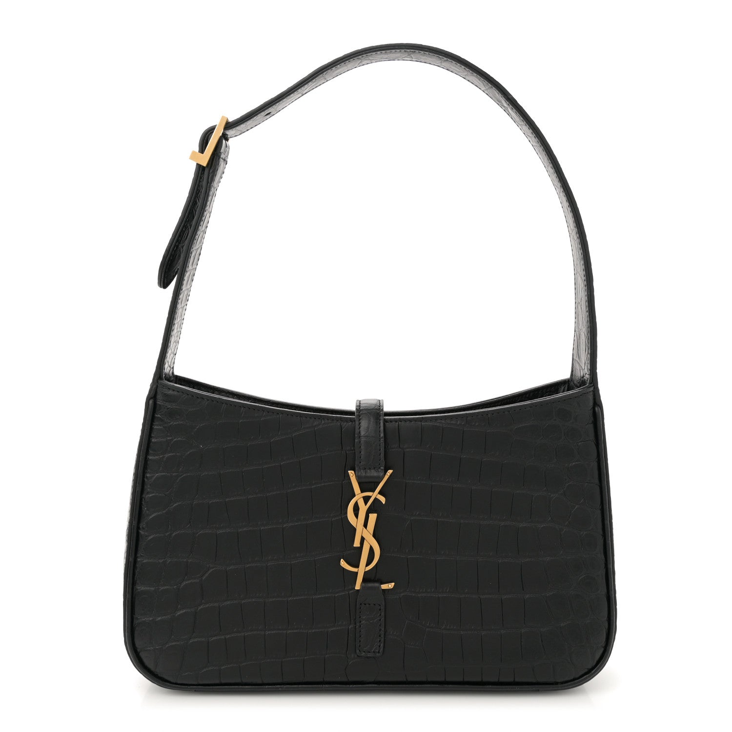 Saint Laurent Calfskin Crocodile Embossed LE 5 A 7 Hobo Black 1 of 11