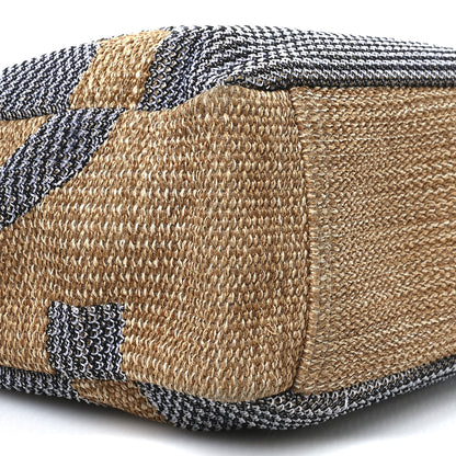 Chanel Woven Straw Raffia Logo Tote Blue Beige 9 of 12